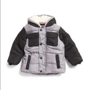 Ben Sherman Boys Puffer Jacket Coat Size 18M Gray Black Hooded Winter‎